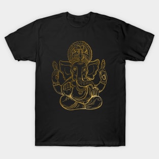 Lord Ganesha Gold Print T-Shirt